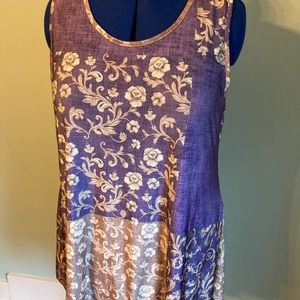 Rich royal flowery flowy sleeveless tunic tank